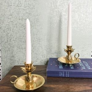 Brass Pineapple Chamberstick Candle Holder